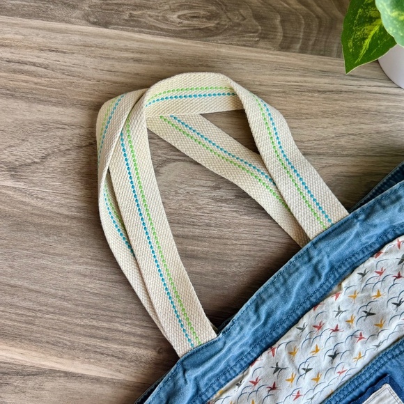 Heritage 1981 Blue Canvas Tote with Bird Patch  - Vintage Bag - Picture 7 of 9